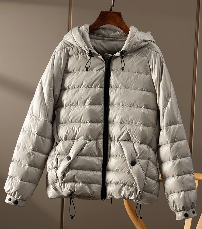 High Quality Sporty  90%  White Goose Down  Winter Jacket Women  Zipper Thin Hood Pockets  Camperas De Mujer Invierno 2022