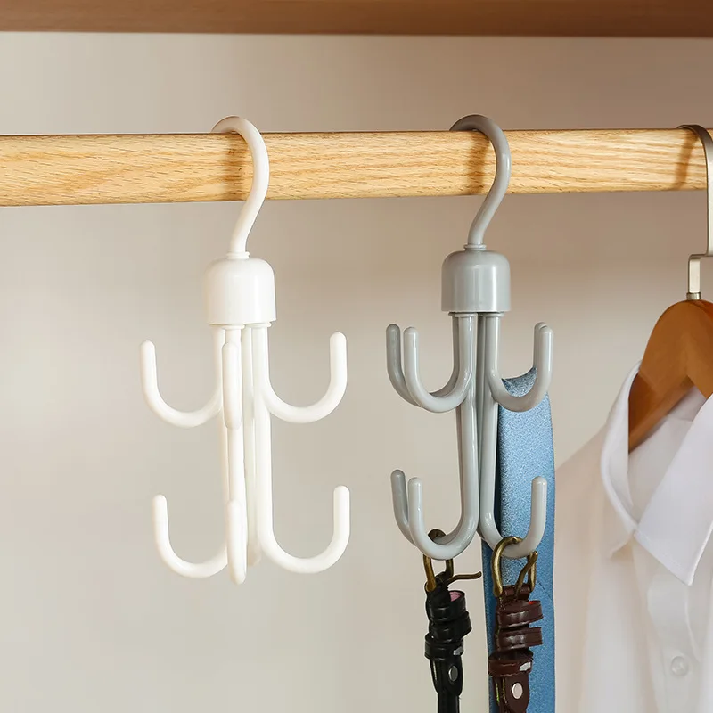 

Creative 360 Degree Rotating Eight-claw Hook Multifunctional Wardrobe Bag Scarf Storage Hook Nail-free Plastic Tie Hanger
