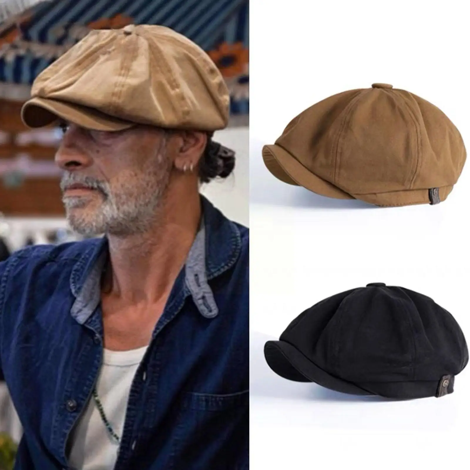 

Men Hat British Style Men Cotton Dad Color Male Spring New Flat Fashion Casual Autumn Daily Octagonal Vintage M2I3