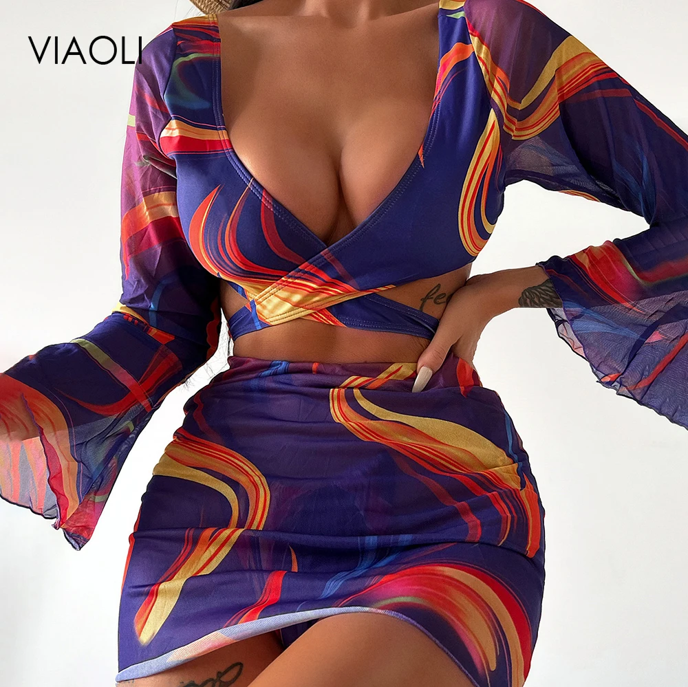 

Three Piece Ladies Sexy Swimsuit Fashion New Swimsuit Set Colorful Print Halter Neck Bikini Set Swimsuit Women Sexy Swimwear