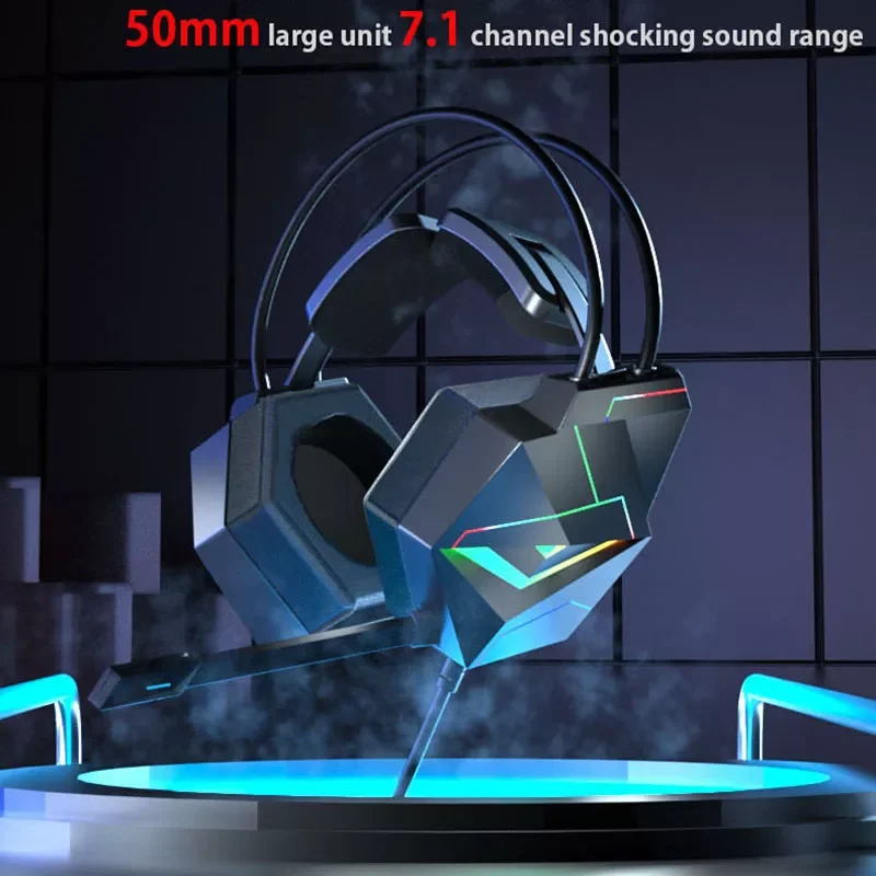 RGB Gaming Headset Gamer Headphones Wired Headphones with Microphone 7.1 Surround Sound for PC PS4 PS5 and Cell Phone enlarge