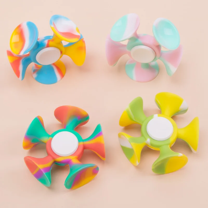 

4pcs Sucker Darts Fidget Sensory Spinner Toys Pop Bubble Silicone Suction Cup Stress Relief Toy Anti-Anxiety Floor Games Toys