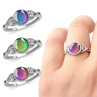 mood temperature color change smart ring 2022 ins hot sale vintage silver plated oval couple jewelry friendship rings size 6 10