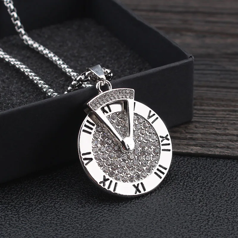 

Couple Inlaid Roman Scale Digital Dial Amulet Female Rotation Decompression Necklace