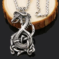 viking dragon necklace stainless steel celtic knot snake amulet pendant necklace viking jewelry