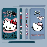 anime hello kitty cute for xiaomi poco x3 nfc f3 gt m4 m3 m2 pro c3 x2 11 ultra silicone liquid left rope phone case capa cover