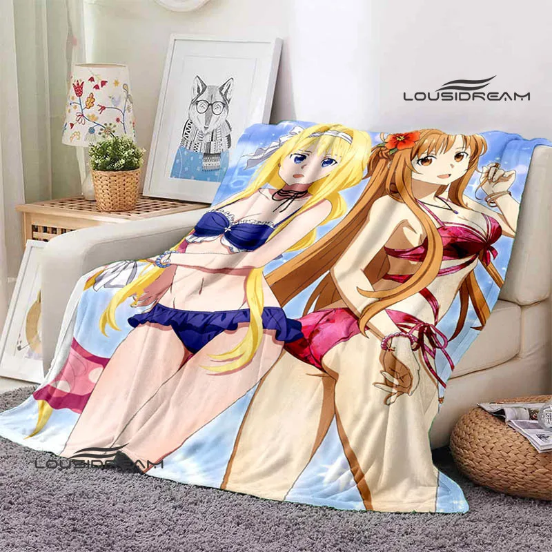 

Одеяло Asuna из фланели для взрослых, привлекательное мягкое удобное домашнее одеяло для путешествий, подарок на день рождения, Sword Art Online