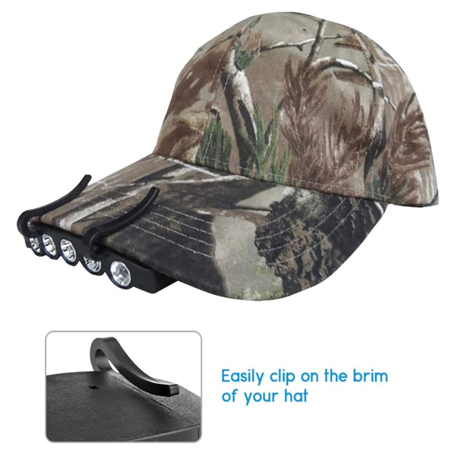 LED Cap Light Clip On 5 LED Hat Brim 