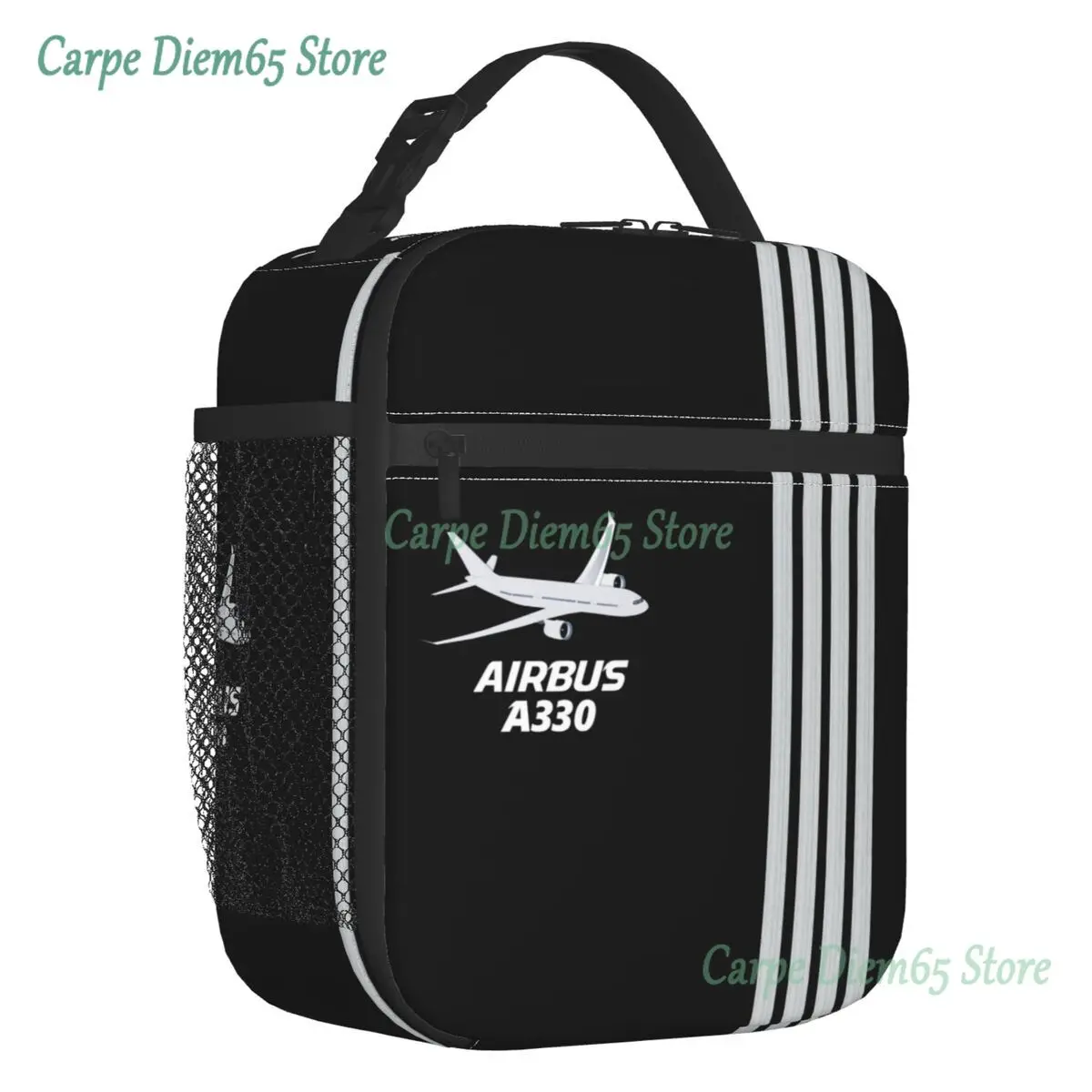 

Airbus A330 Captain Stripes Portable Lunch Box Leakproof Pilot Aviation Airplane Cooler Thermal Food Insulated Lunch Bag School