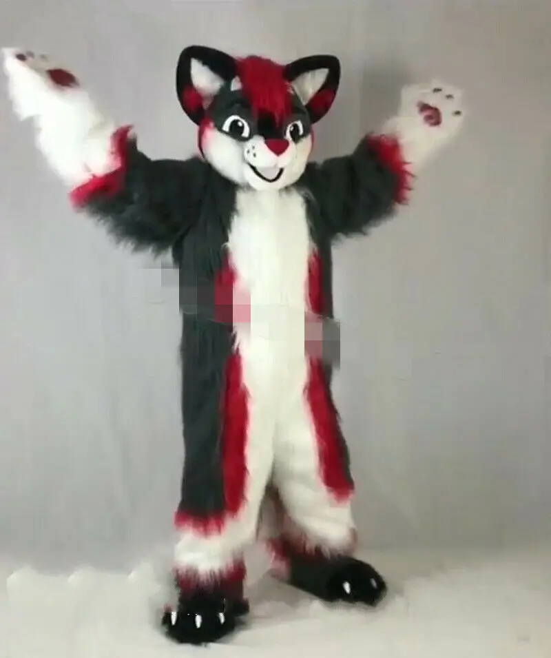 Костюм маскота из длинного меха хаски, волка, лисы для косплея на Хэллоуин и аниме-вечеринки для женщин.