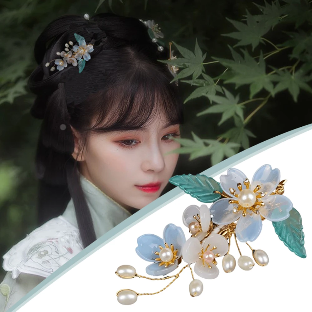 

Новые китайские боковые заколки для волос с цветочным дизайном, гипоаллергенные головные уборы из сплава для выступлений в школе и на откры...