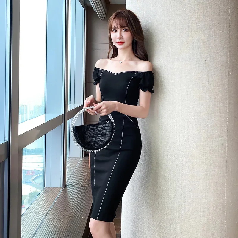 Лето 2022 новый стиль платье с v-образным вырезом и пышными рукавами женская