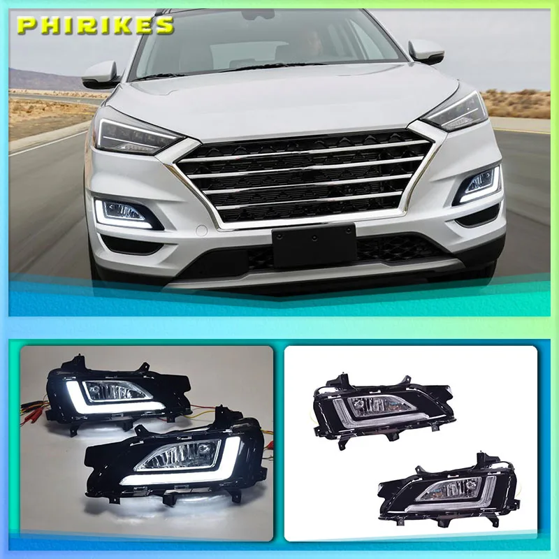 

1 Pair 12V LED Daytime Running Light Daylight For Hyundai Tucson 2019 Fog Lamp Cover Auto Accessories