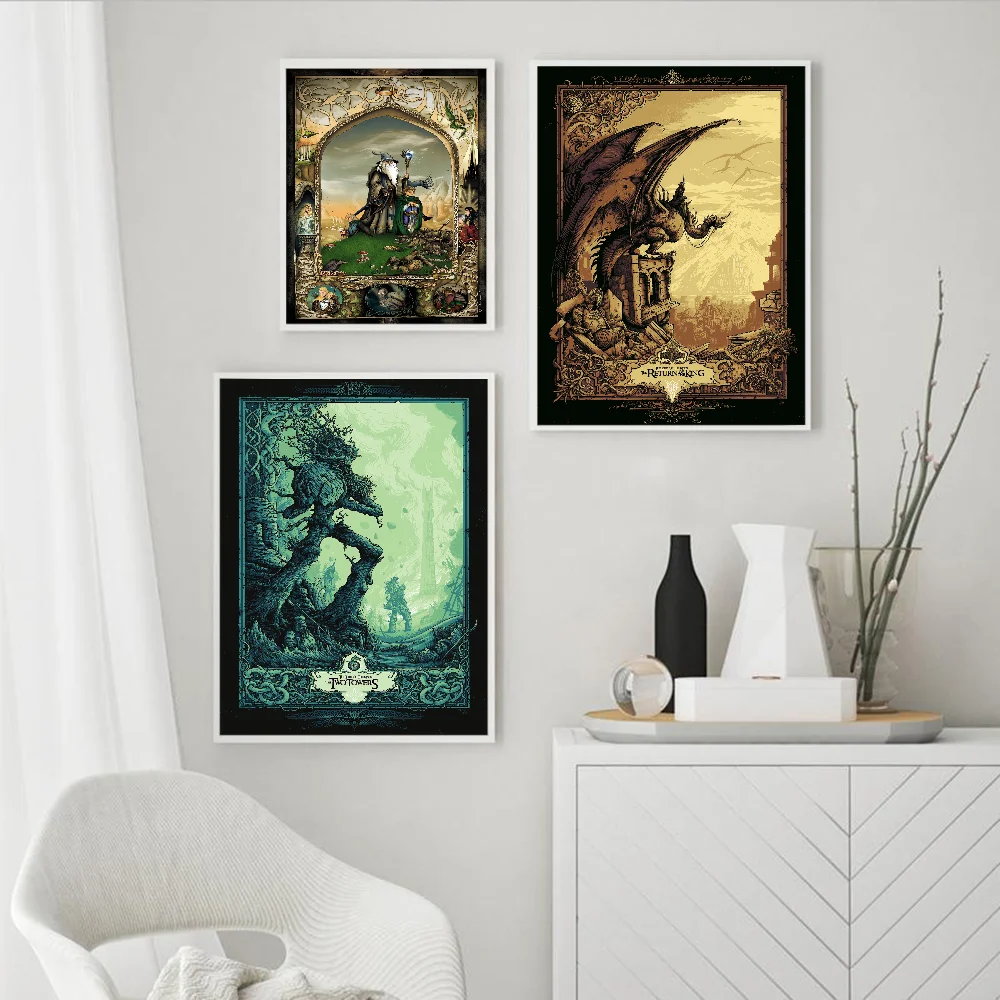 T-The L-Lords Of The R-Rings винтажные постеры липкие белые бумажные наклейки DIY комната бар