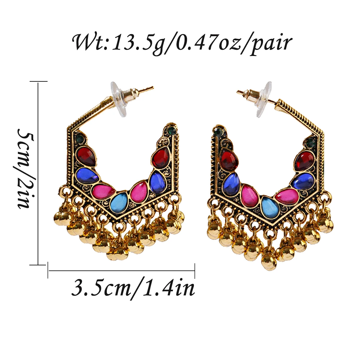 Фото 2022 модная металлическая кисточка Jhumka индийский этнический геометрический Болливуд №2