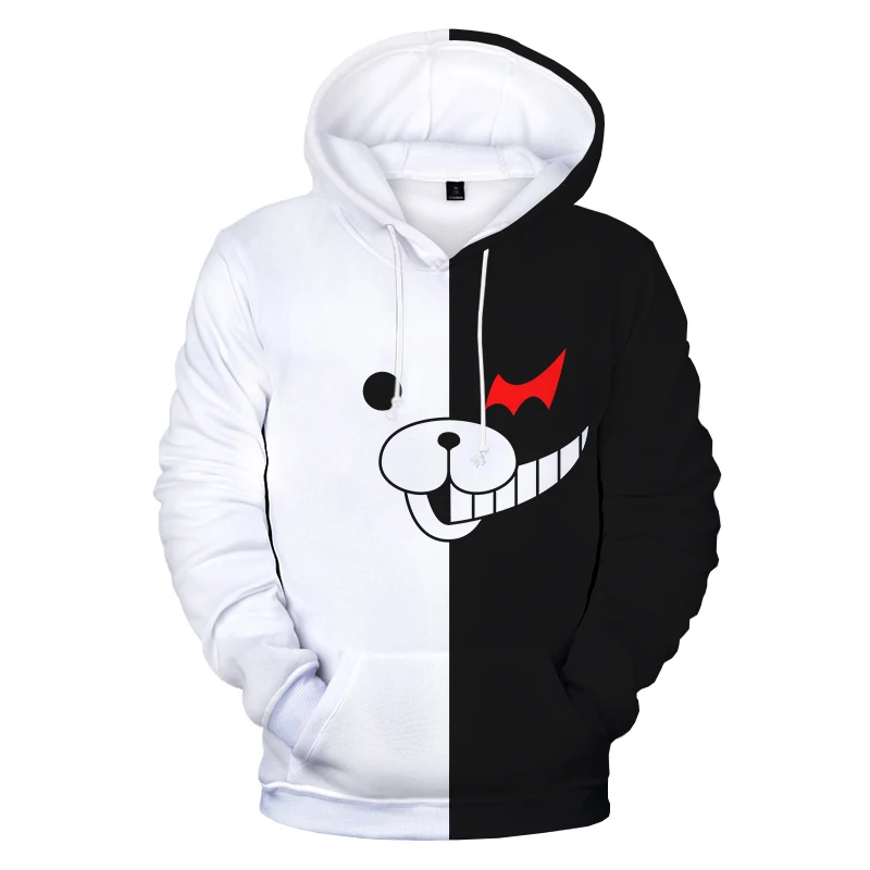 

2021 Anime Danganronpa Monokuma 3D Printed Hoodies Unisex Sweatshirts White Black Bear Long Sleeve Pullover Oversized Hoodie