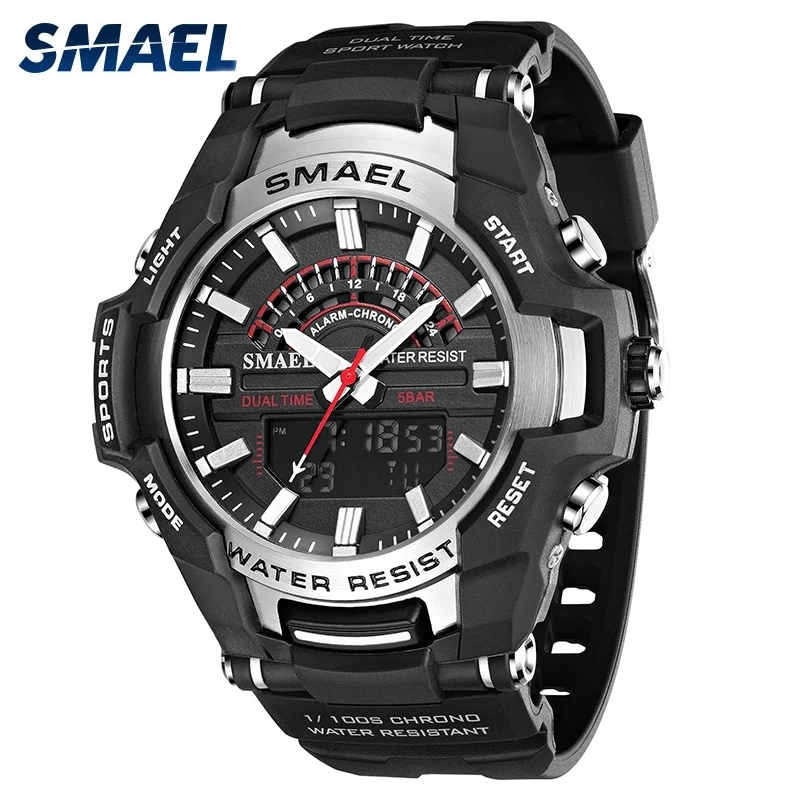 

Sport Watch For Men SMAEL Male Clock Alarm 50M Waterprrof LED Light Quartz Wristwatches 8028 Men's Watches Digital Military Army