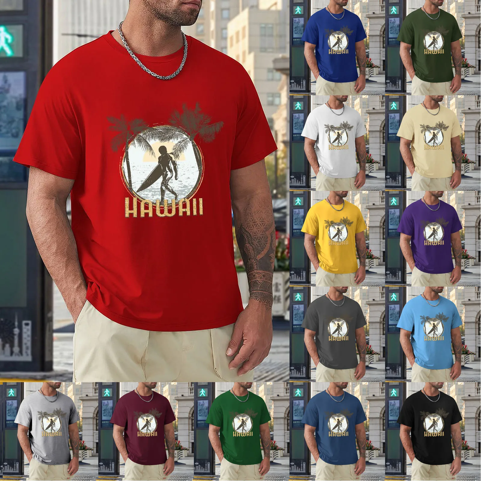 

Женская хлопковая рубашка, Мужская простая индивидуальная модная повседневная Гавайская маленькая хлопковая рубашка с принтом и круглым вырезом, большие мужские рубашки