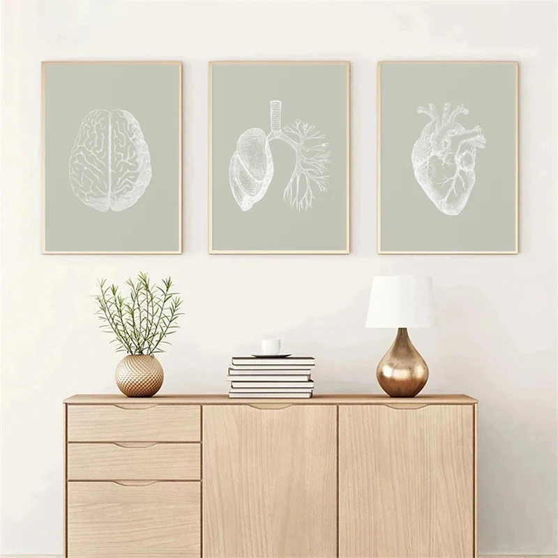 Абстрактная картина на холсте мозг сердце лёгкие