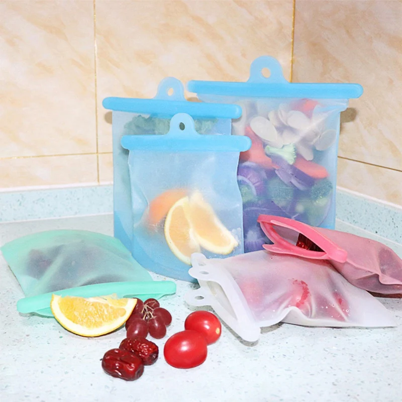 Silicone Reusable Storage Bag, Food Meal Prep Storage Contai