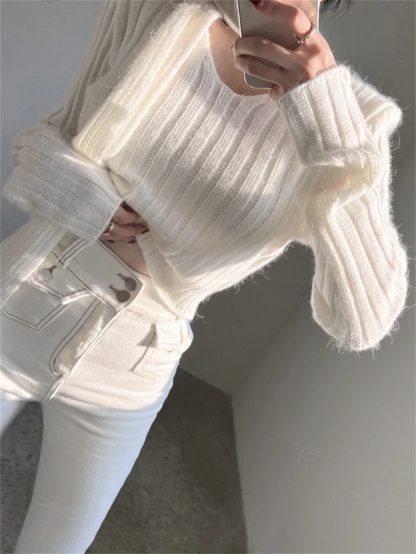 Теплые свитера Alien Kitty вязаная одежда шикарные женские повседневные Пуловеры с