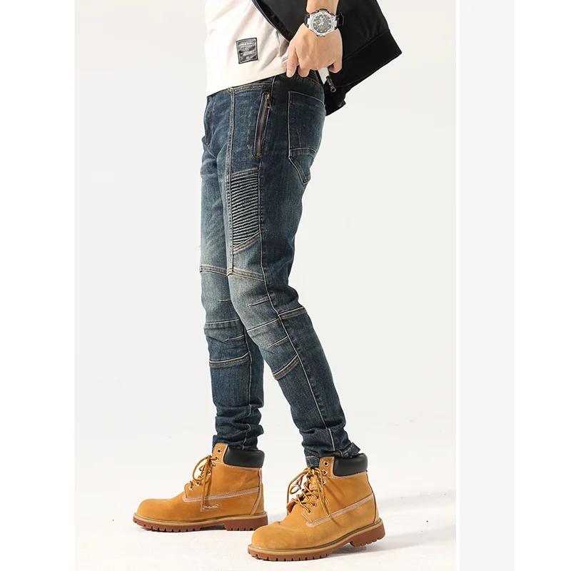 Men Clothing 2022 New Pattern Recreational Blue Cargo Pants Small Trouser Leg Self-cultivation Elastic Force Jeans Autumn Female