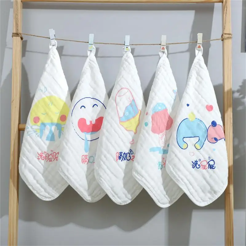 

Six-layer Cotton Gauze Baby Saliva Towel Anti-dirty 5-piece Set Cartoon Print Childrens Handkerchief Baby Face Towel Baby Stuff