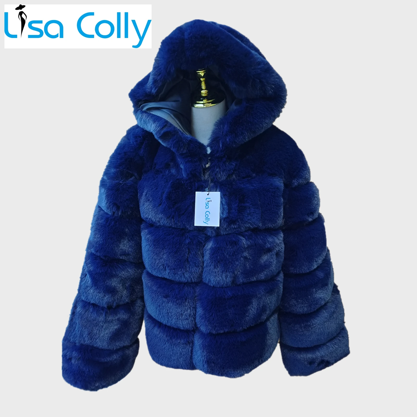 Women Winter Overcoat Outwear Long Sleeve Collar Luxury Faux Fox Fur Coat Jacket Faux Fur Black Coat With Hooded