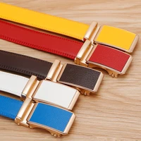 mens and womens new color belt quality two layer cowhide automatic buckle alloy veneer jeans belt