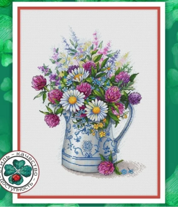 

daisy flower pot 34-42 Embroidery,DIY 14CT Unprinted Arts Cross stitch kits Set Cross-Stitching Home Decor