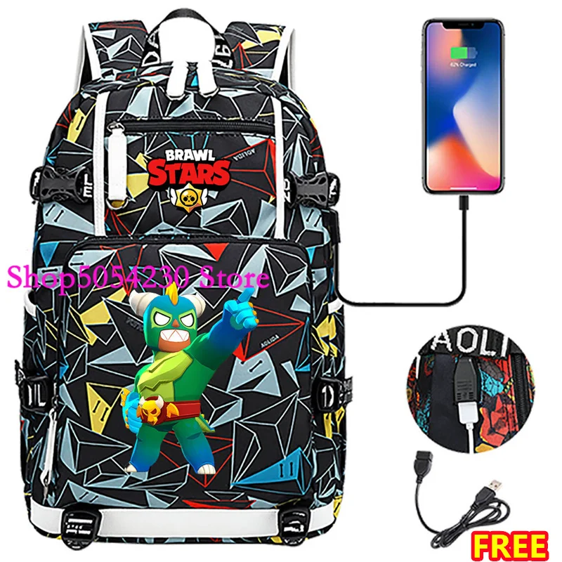 Рюкзак Brawl Stars Leon Eve для старшеклассников с USB-зарядкой, большой вместимости, для кемпинга и путешествий, школьная сумка-мочила (art.: 3920dbf550a20) - 3920dbf550a20