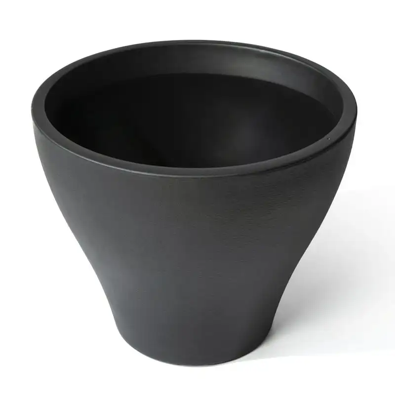 20" Tall Black Round Indoor Outdoor Plastic Garden Planter and Pot