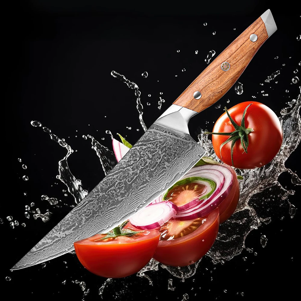 Дамасский нож шеф-повара Сверхгладкая резка Pro Grade Sharp набор кухонных ножей тесак