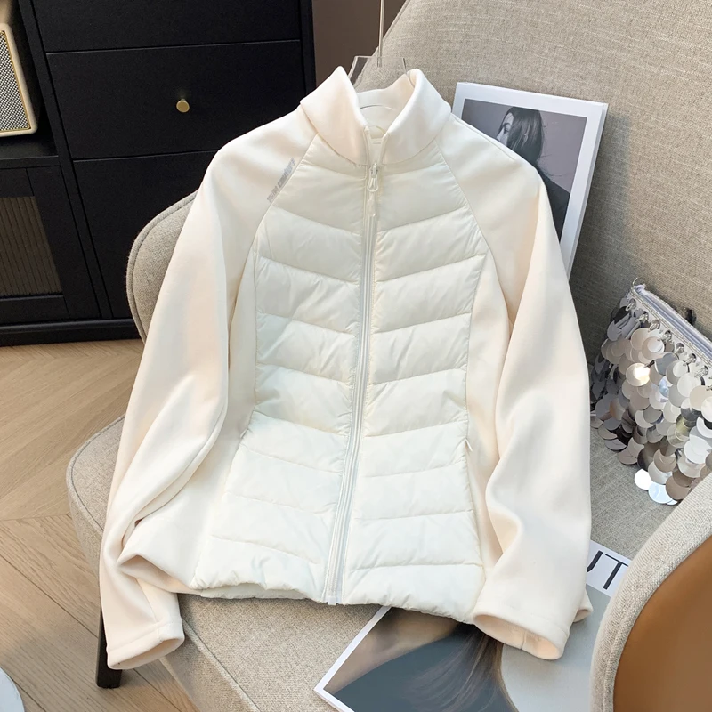 Осень и зима новая легкая куртка на белом утином пуху 90 женская утягивающая с