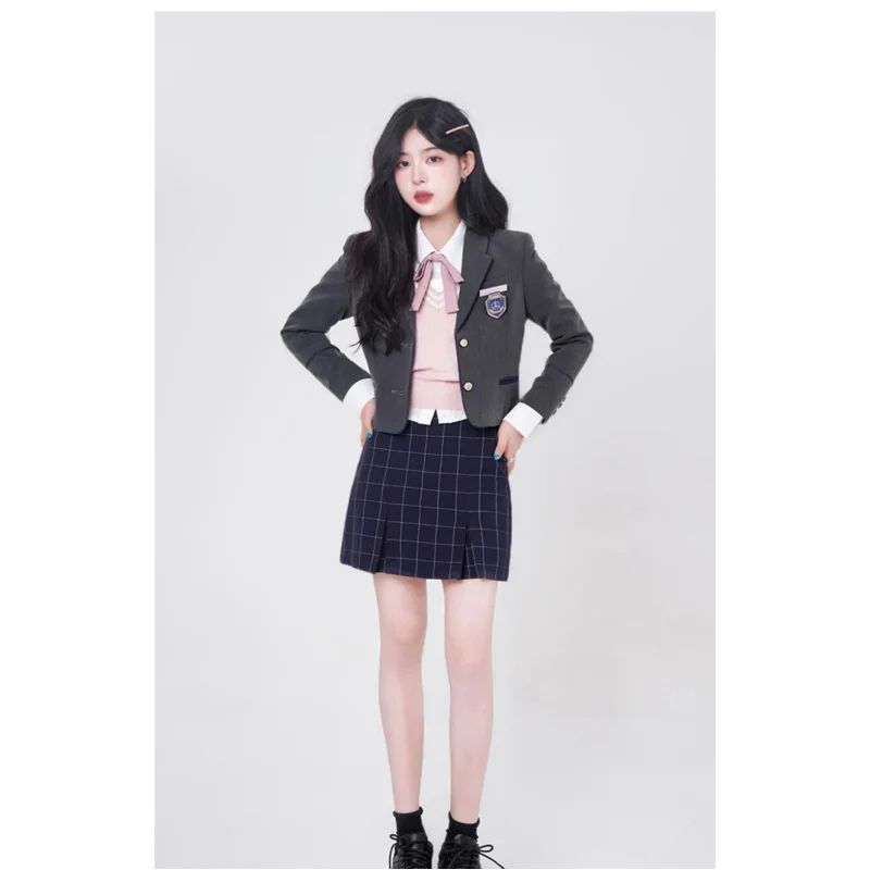 Gangnam розовый костюм в студенческом стиле корейский Костюм JK Униформа Блейзер для