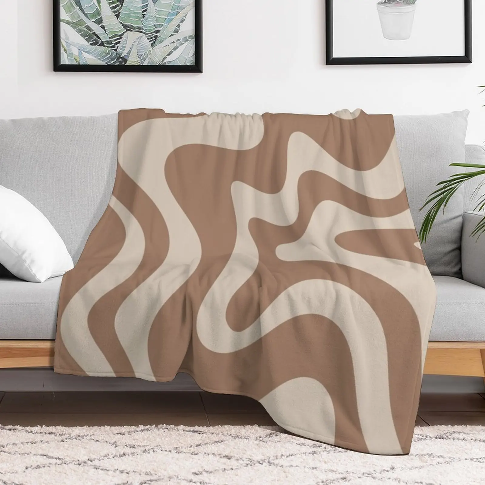 Ретро жидкий вихревой абстрактный узор в кремовом молочном шоколадном