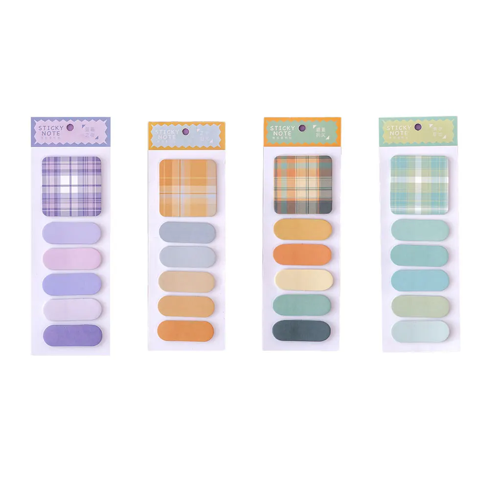 

Fresh Plaid Color Stickers Sticky Notes Adorable Kawaii School Student Marker Likeable Self-adhesive Craft Junk