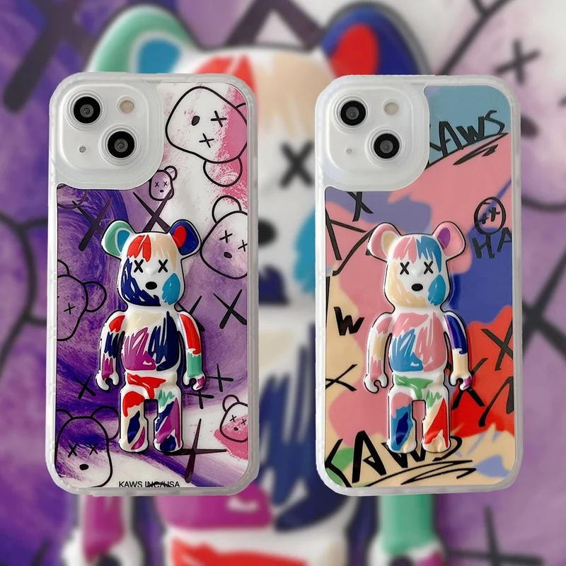 

Graffiti 3D Tide Bear Phone Case Cover for IPhone 7 8 Plus 11 12 13 Pro X XR XS Max Shockproof Case for IPhone 13 Cases