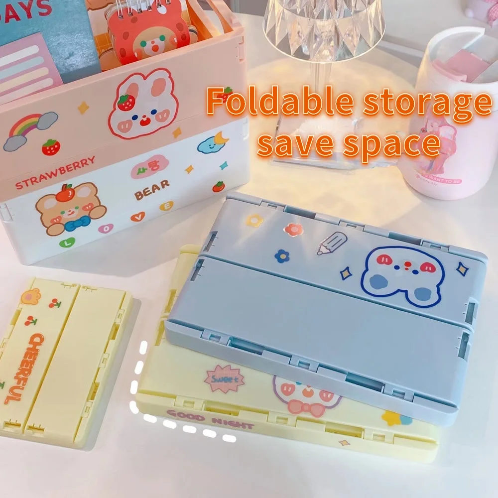 Корейская пластиковая настольная складная корзина для хранения книг коробка