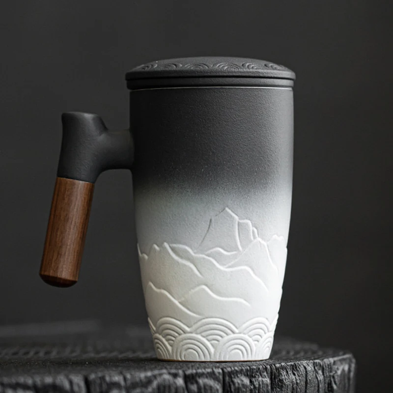 Винтажная керамическая чашка с крышкой чайная кофейные кружки ситечком