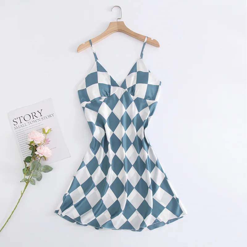 

New Camisole Nightgown for Women's Print Short Nightdress Summer Fashion Home Pijamas Intimate Sleepwear Backless Nighty Gowning