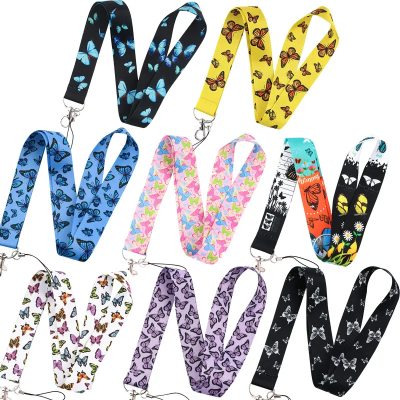 

Monarch butterfly Cartoon Key Lanyard ID Badge Holders Animal Phone Neck Straps with Keyring Phone Accessories