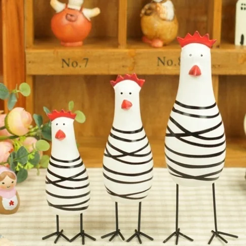 

American Rural Nordic log hand-painted lovely Rooster home living room shop window shelf decoration gifts