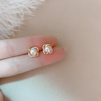 korean fashion pearl luxury stud earrings for women vintage zircon simple temperament jewelry brincos pendientes bijoux