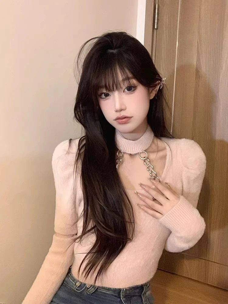 Pure Desire Gyaru Design Oversleeve с висячим воротником вязаный женский осенний темпераментный