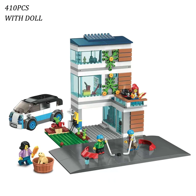 

410PCS City Modern Family House Model Building Blocks Compatible Lepining 60291 Bricks DIY Toys for Children Christmas Gifts
