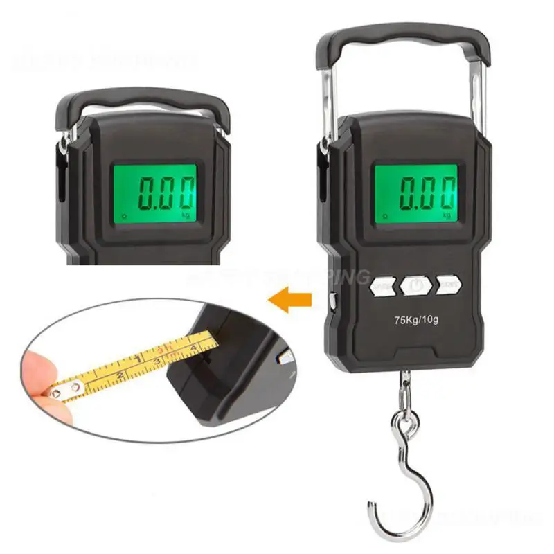 

50Kg/5g/10g 75Kg/10g Electronic Weighing Scale LCD Digital Display Hanging Hook Scale with Measuring for Fishing Travel