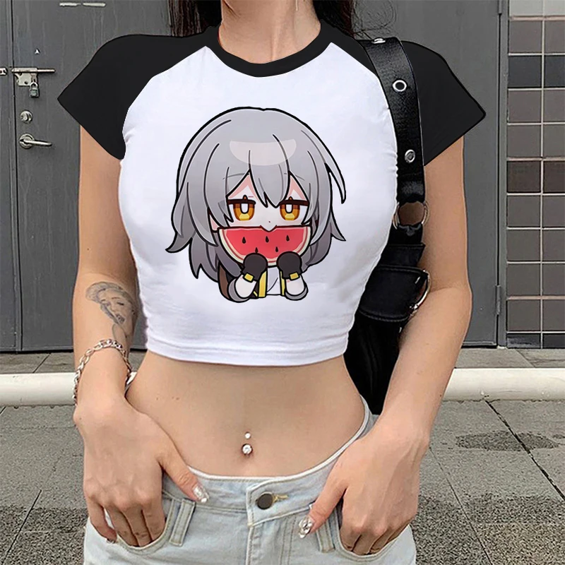 Футболка женская с круглым вырезом и коротким рукавом тенниска из аниме Game Honkai Star