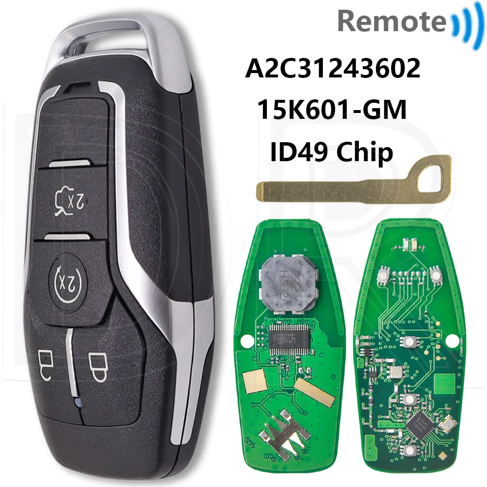 

Отличный чип ID49 315/433/868 МГц A2C 31243602 15K601-GM Бесконтактный автомобильный дистанционный ключ для Ford Explorer Fusion Mustang Edge Mondeo Kuga