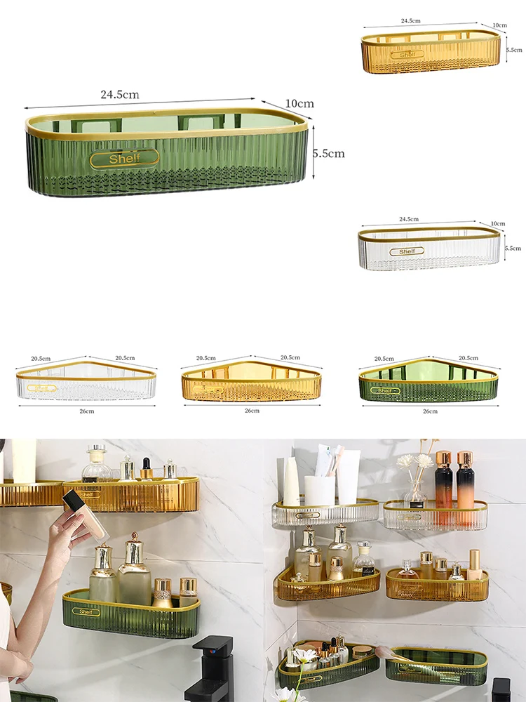 

Punch-free Toilet Bathroom Triangle Shelf Wall-mounted Storage Rack Home Bathroom Storage Organization